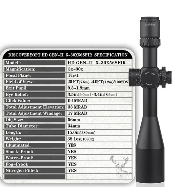Zielfernrohr DISCOVERY OPTICS HD-GEN2 5-30X56SFIR FFP ZEROSTOP 18429, Bild 7 von 7