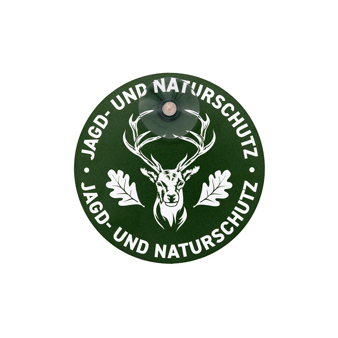 Round car sign with suction cup "Hunting & Nature Conservation" deer round