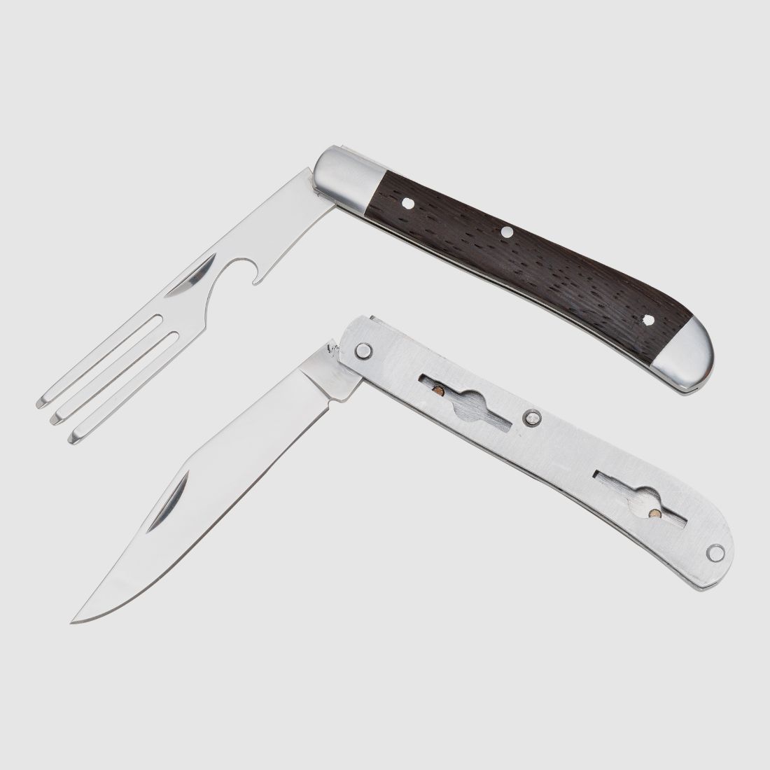 Zerlegbares Camping Besteck Gabel & Taschenmesser + Etui