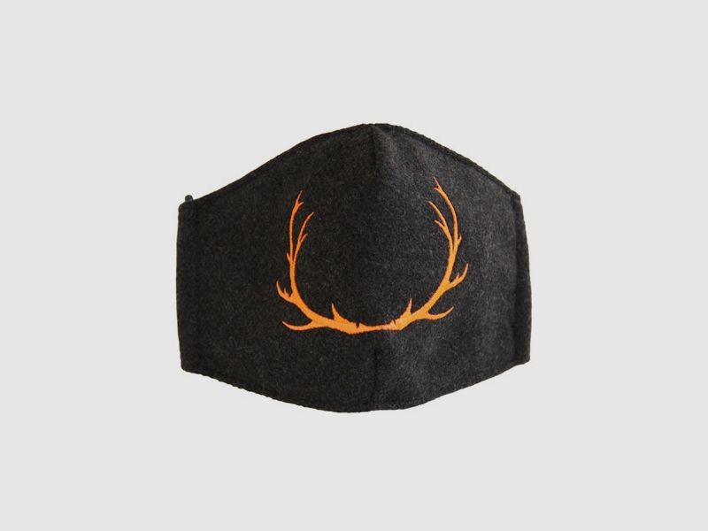 Mundschutz Loden - mit Hirschgeweih orange
