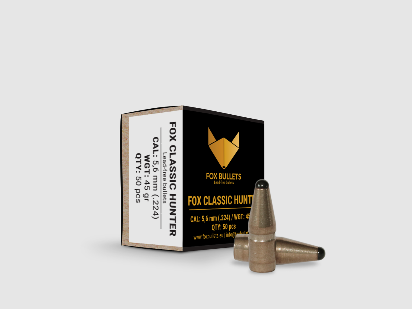 Fox Bullets Classic Hunter .224 3,2 g / 50 gr bleifreie Geschosse – 50 Stück
