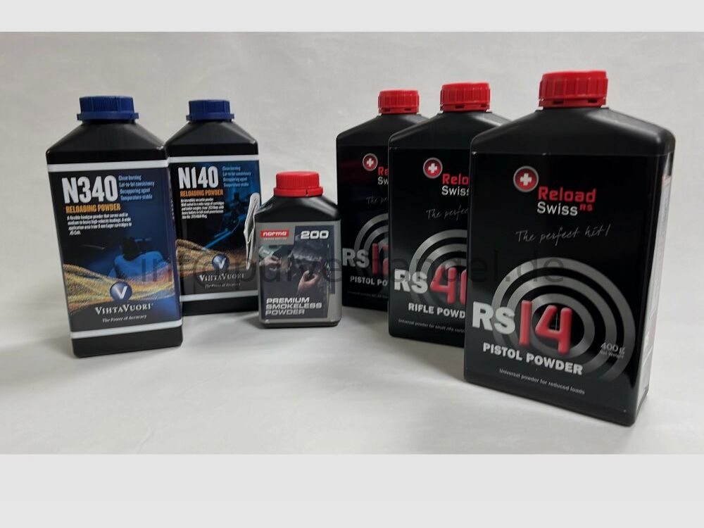 Ricarica Swiss RS 36 40 50 52 60 62 70 76 80 Vihtavuori N140 NB340 N120 N150 NC, immagine 1 di 7
