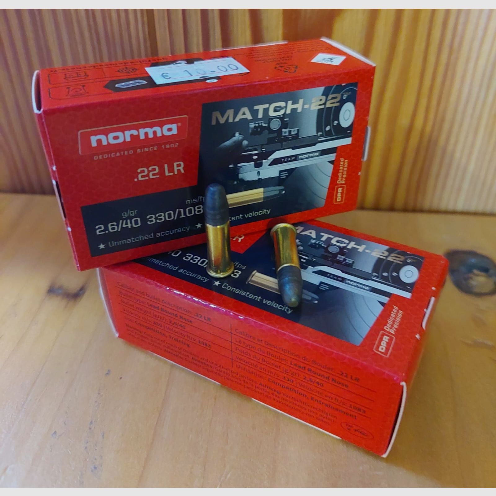 PATRONE FÜR RIEGELWAFFE NORMA MATCH 22 KAL 22 LR 40 GR