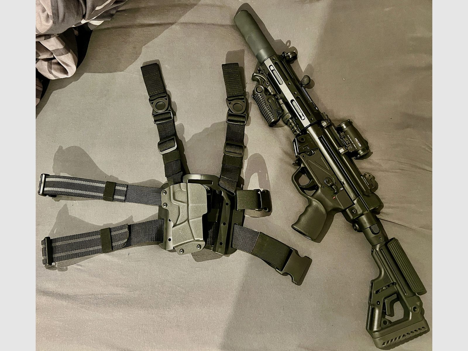 Zeldzaam MP5 beenholster – MP5 / MP5K / MKE T94 / SP5 / SP5K / SP89 – Kydex Nylon Tactisch