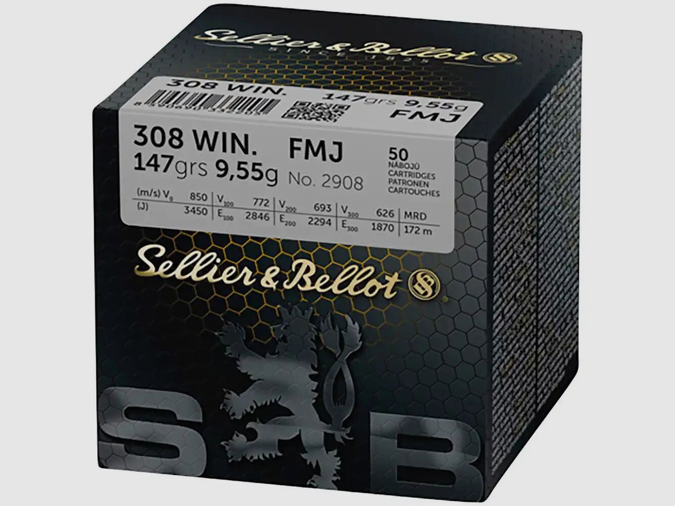 Sellier & Bellot Munition Sellier & Bellot 308win. Vollmantel 147grains 50x Patronen im Karton (114463-65)