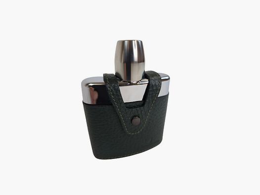 BEIER Taschenflasche Hart PVC im Etui, herausnehmbar 150ml Leder Grün
