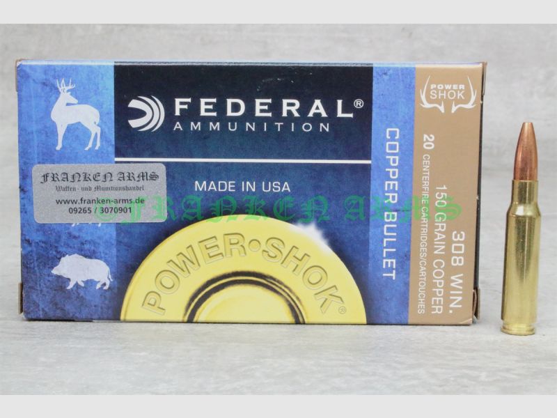 Federal Power Shok .308 Win Copper HP 150gr. 9,7g 20 Stück 54308150LFA