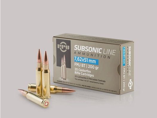 PRVI/PPU .308 Win. FMJ BT Subsonic 200 gr - 20 Stk.