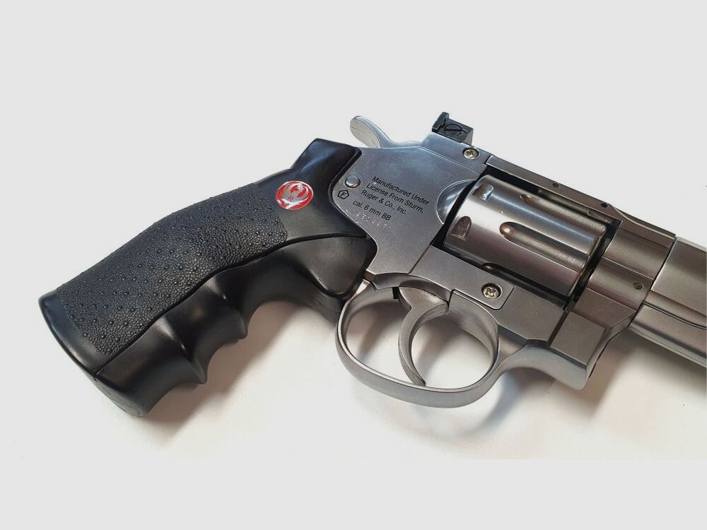 RUGER Airsoft CO₂ Ruger SuperHawk Chrome Finish, 6mm, Airsoft Revolver; F im Fünfeck - Defekt