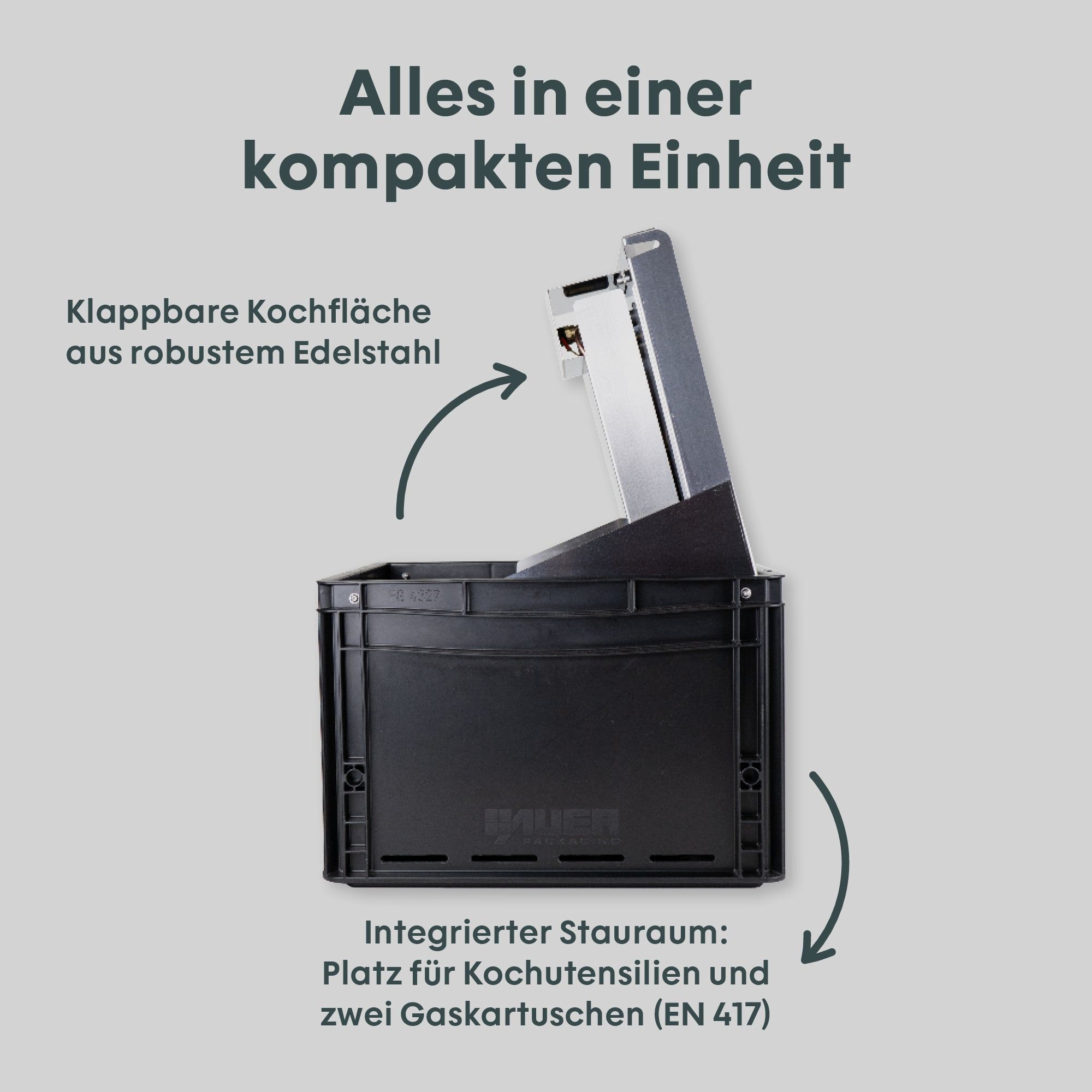 Mobiler Gaskocher mit Topfset I BOXIO COOK PLUS