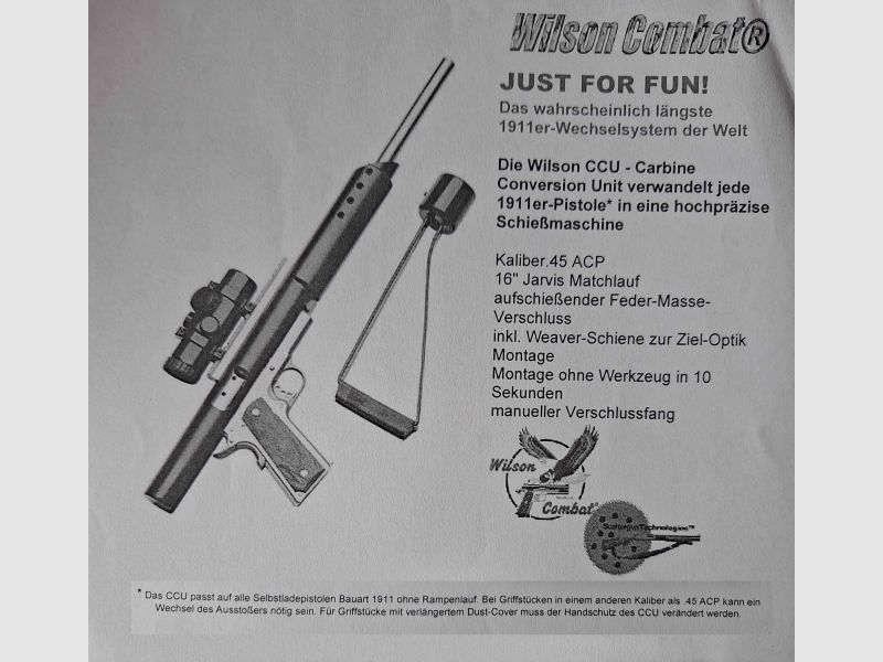 Wechselsystem Wilson CCU carabine conversion unit cal. .45 Auto 1911