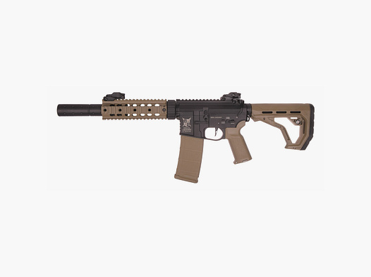 AR15 SilentOps 7 pollici CHARLIE EAGLE ETU Tan/Nero S-AEG Fucile Airsoft Libero da 18 Anni | Delta Armory