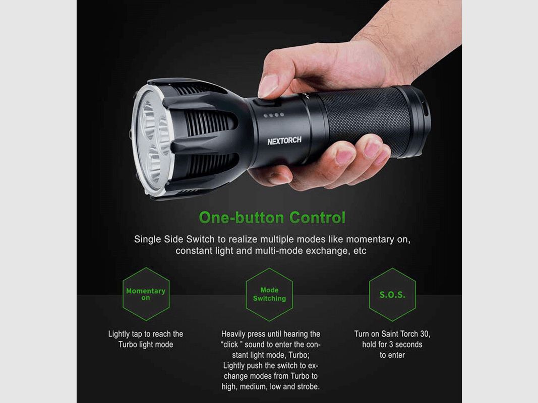 ​Nextorch – Saint Torch 30 lygte , 8000 lm, billede 4 af 5