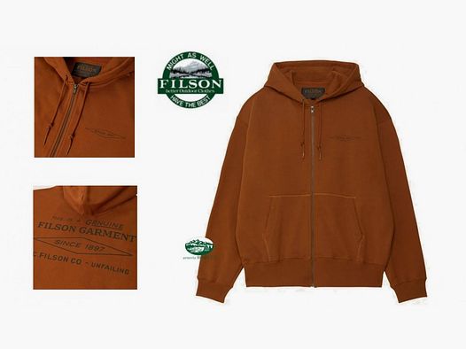 FILSON Heavy Cotton Hoodie in WHISKEY Color