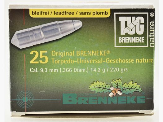 25 Brenneke Geschosse 9,3mm - 220gr. TUG - bleifrei -