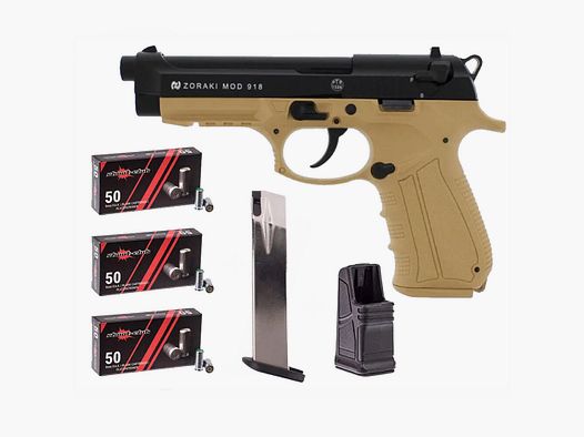 Zoraki 918-P Pistolet Startowy Desert 9mm PAK Zestaw Nabojów