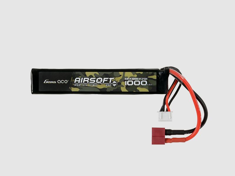 Gens Ace 25C 1000mAh 3S1P 11.1V Airsoft LiPo Battery T-Plug