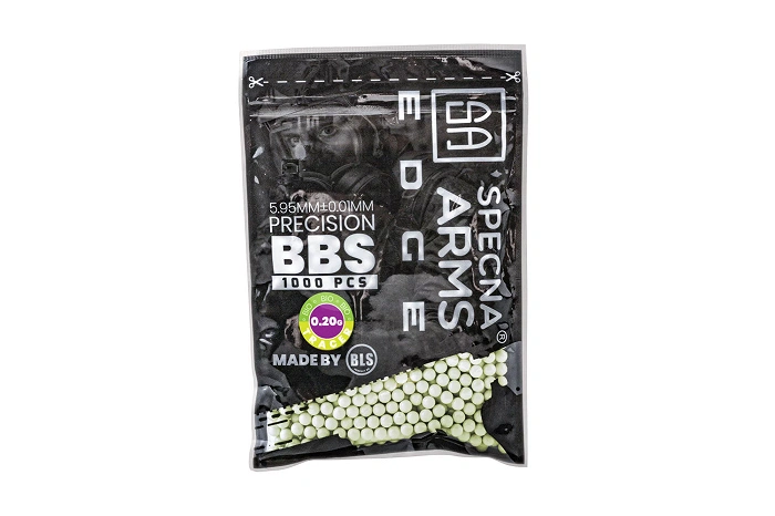 Specna Arms EDGE Tracer BIO 6-mm-airsoftkogels 0,20 g – 1000 stuks – groen, afbeelding 1 van 2