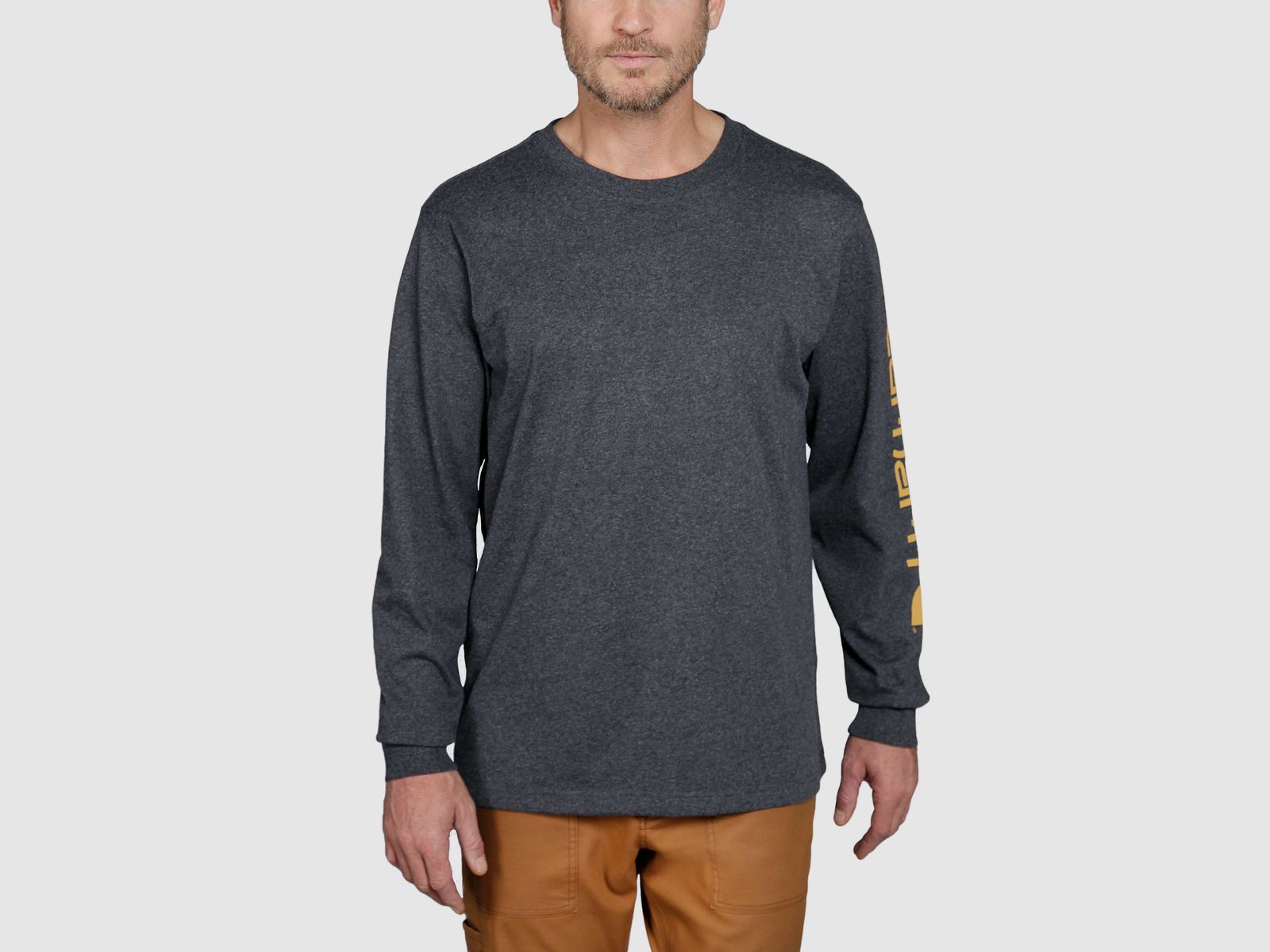 Carhartt Sleeve Logo Long Sleeve T-Shirt, Men's, Carbon Heather, S