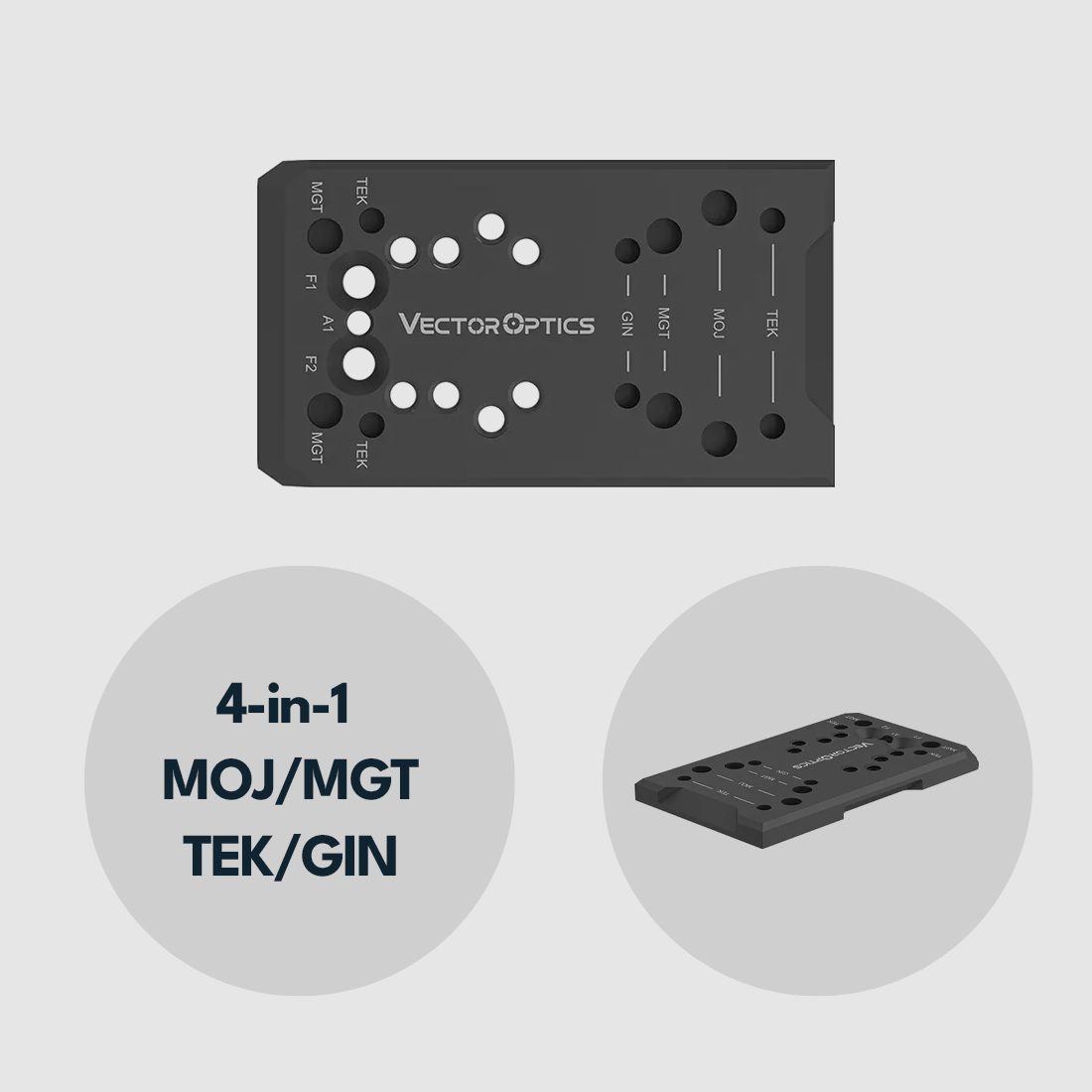 Vector Optics SCFRM-GK11 4in1 Montaggio GLOCK per Mirini Reflex con MOJ, TEK, GIN & MGT Footprint