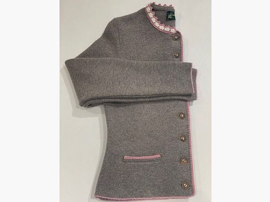 Damen Strickjacke aus Merinowolle in Taupe mit Blumen