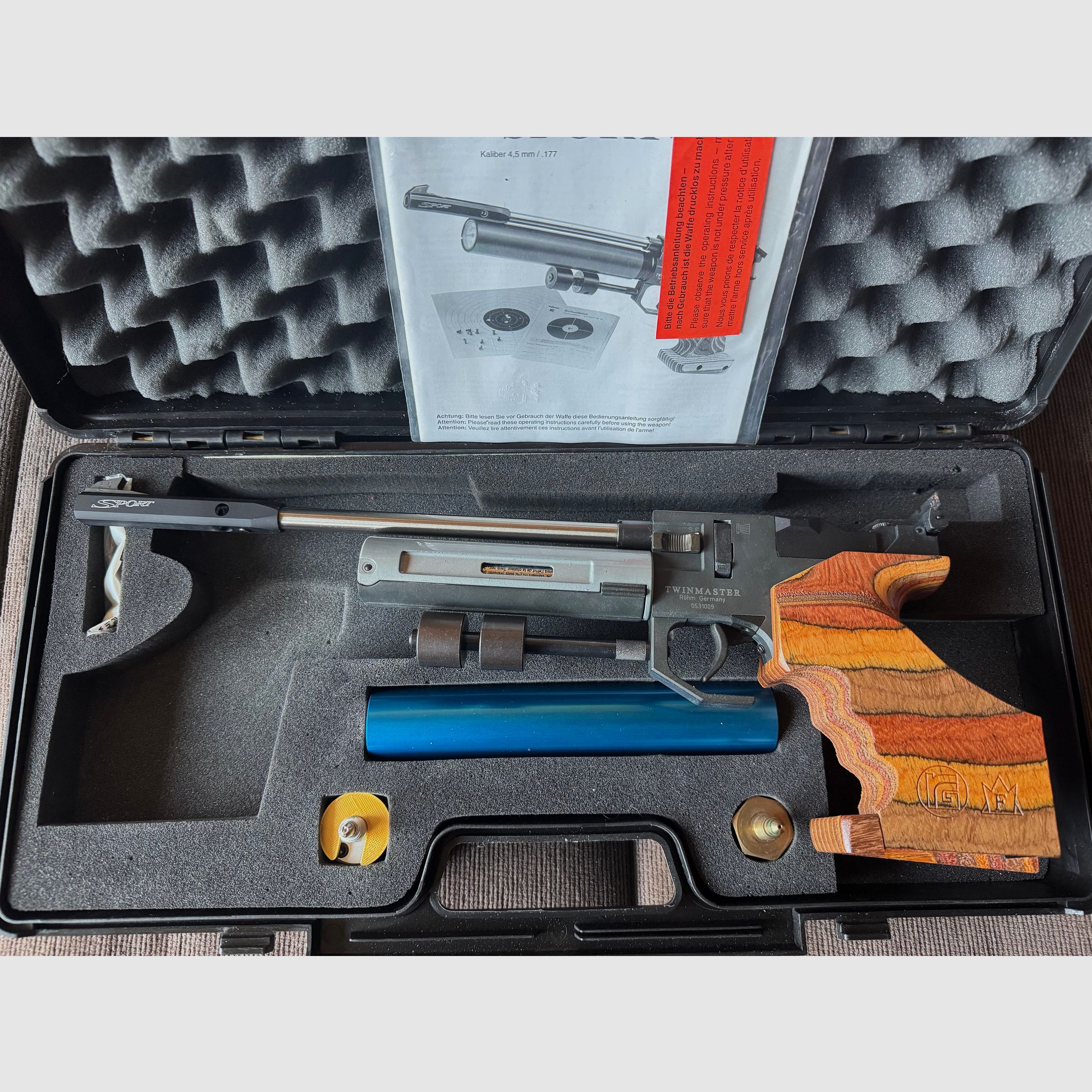 Röhm Twinmaster Sport mit Co2 Adapter und Pressluft System, Gewichten und Koffer
