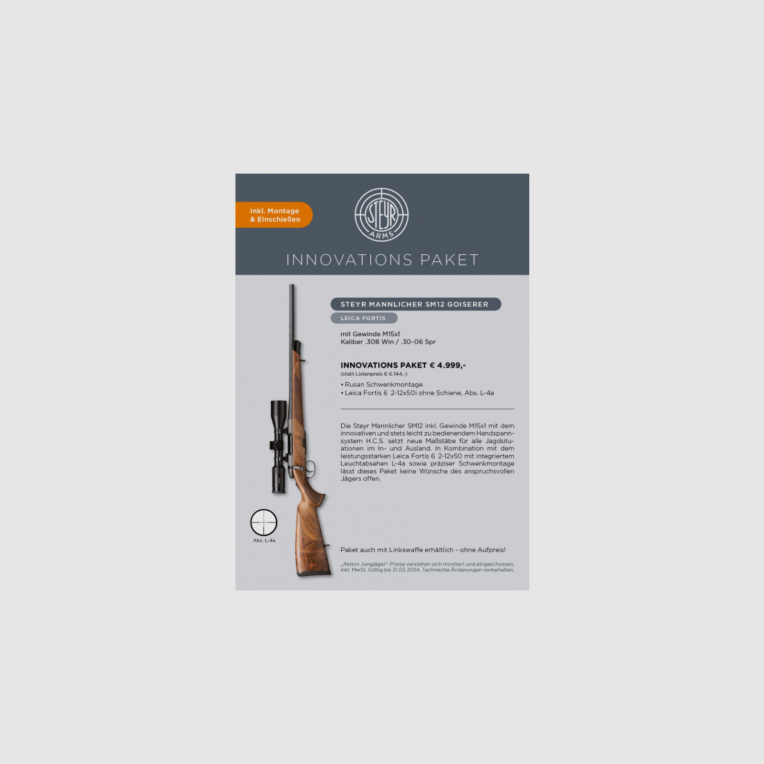 Steyr Mannlicher SM12 Goiserer + Leica + ... Young hunter package