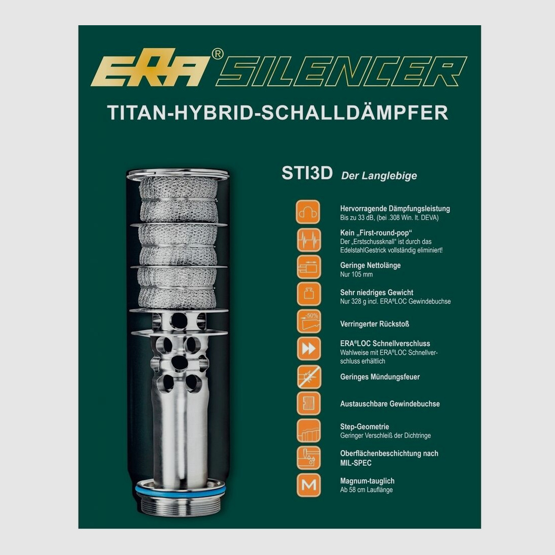 ERA SILENCER Tłumik STI3D 7,62 - 9,5 mm 8