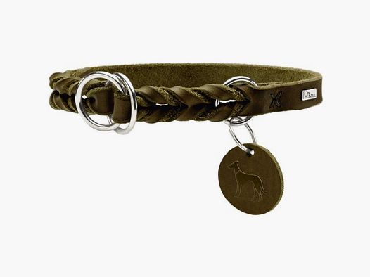 Hunter Dressurhalsung Solid Education Leder/Olivgrün – Größe: M/L