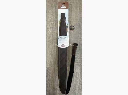 AKAH Gewehrriemen Pullup Leder, mit Polsterung, gesteppt. Braun. L100cm, B 6cm.
