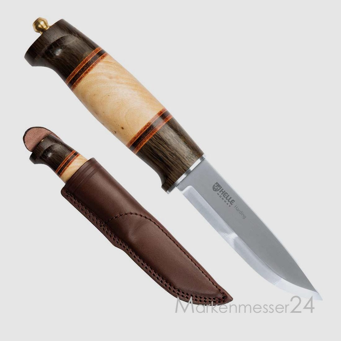 Helle Outdoormesser,Modell 99 Harding,Palisander Birkenholz,Lederscheide