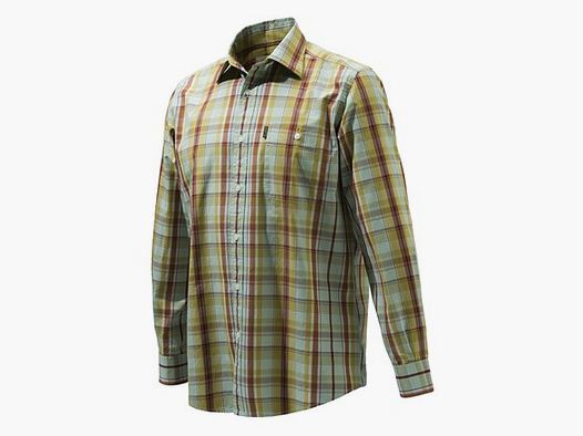 BERETTA SHIRT DRIP DRY PLAIN COLLAR GREEN&BURGUNDY LU530 07517