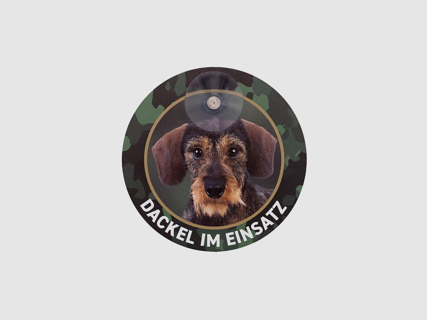 "Dachshund en acción" Cartel de coche de teckel de pelo duro redondo con ventosa