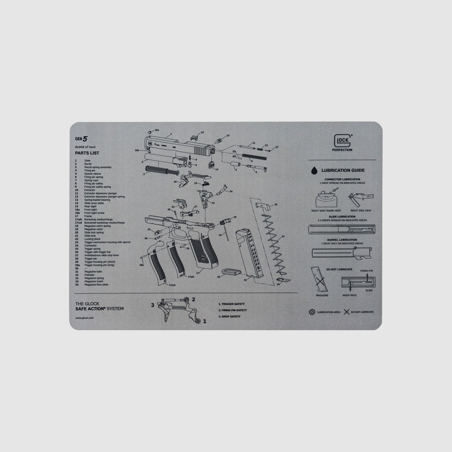 Tapis de démontage Glock Gen5 gris