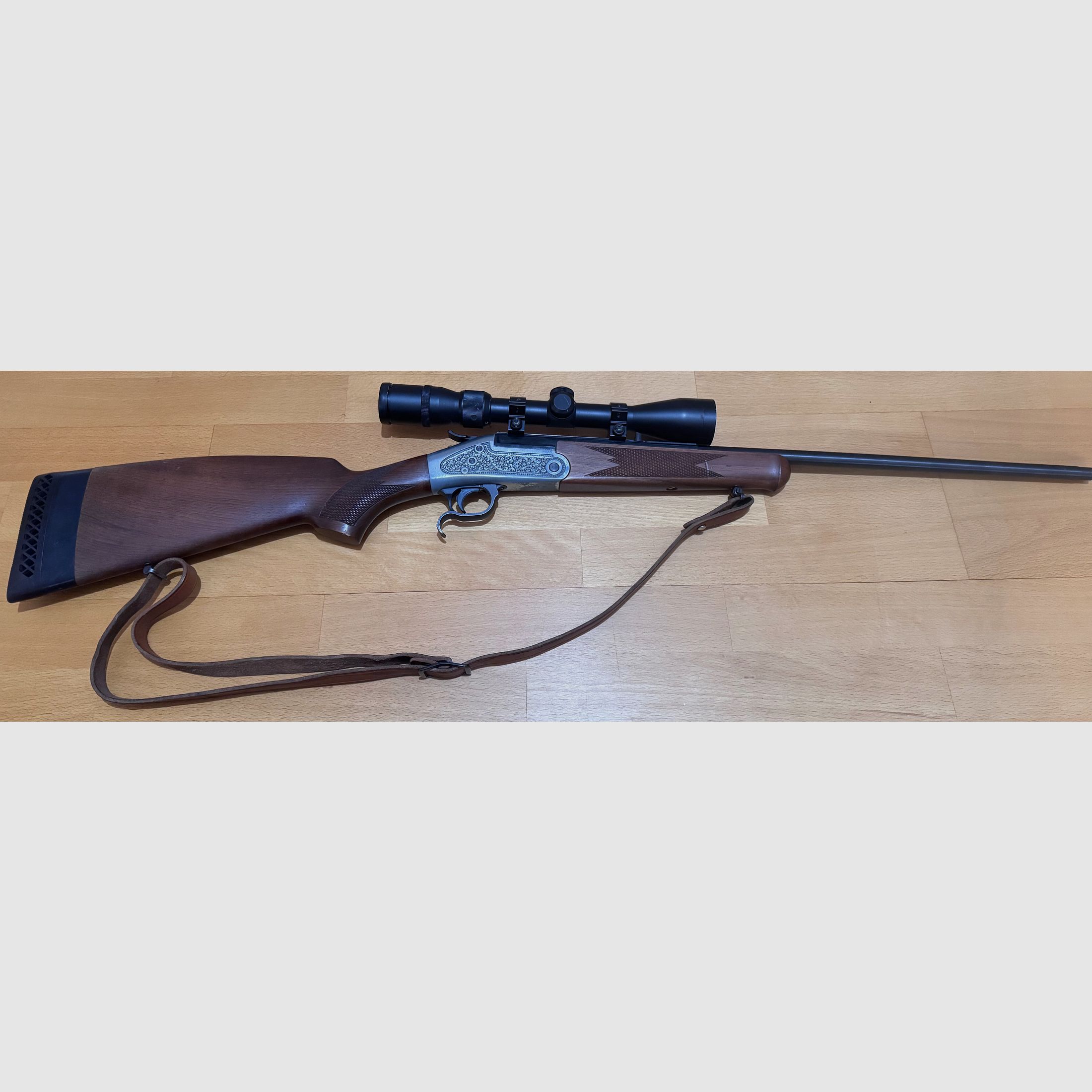 Break-action rifle Rhöner Sportwaffen Weisbach in caliber .22 Hornet with scope Prinzess 3-9x