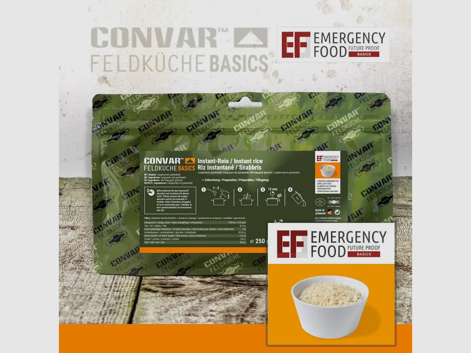 Cibo di emergenza Cibo di emergenza Basi della cucina da campo Riso istantaneo 250 g