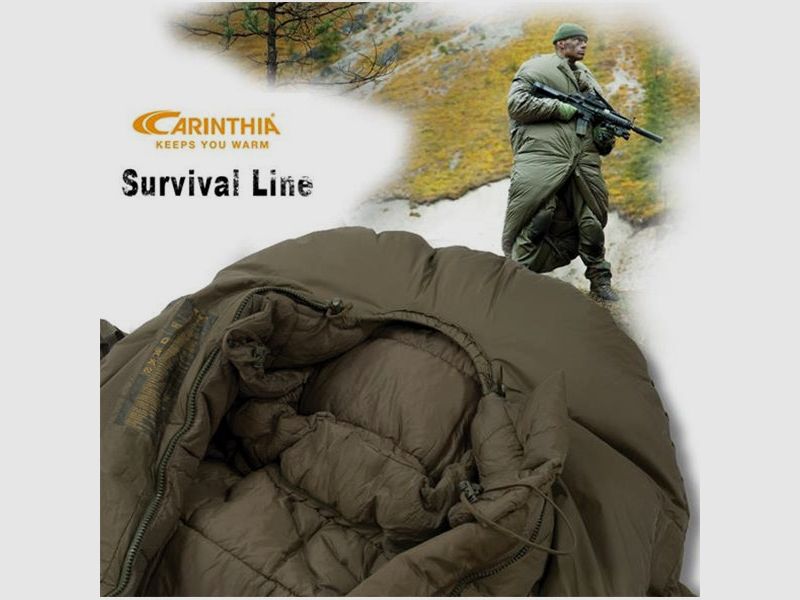 SURVIVAL DOWN 1000 sacco a pelo in piuma, zip centrale, oliva, immagine 3 di 5