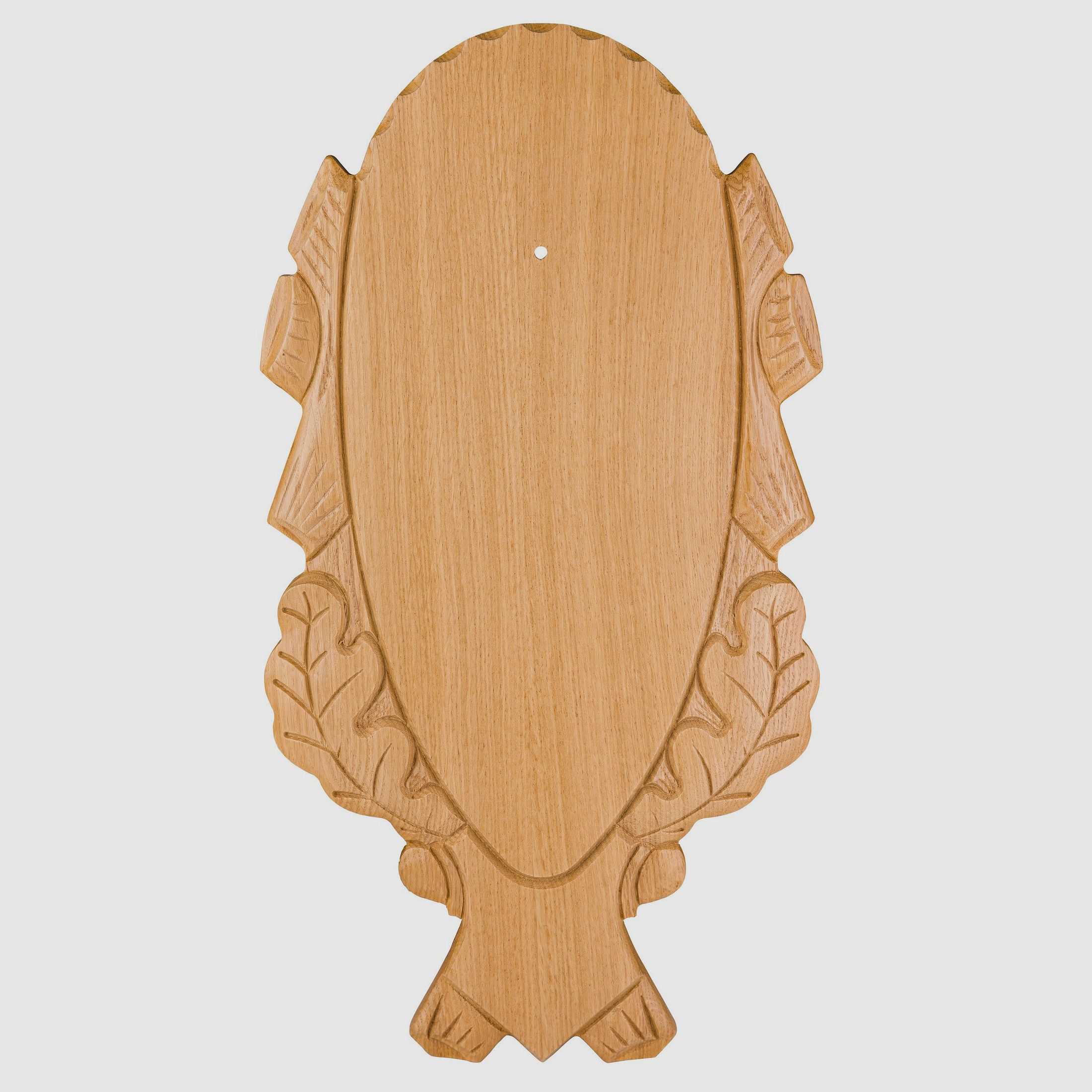 Carved light deer shield oak