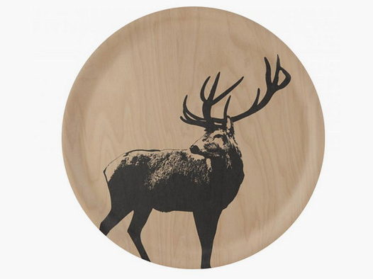 Lovergreen Kunst des Tisches Motiv Rundes Holztablett Hirsch