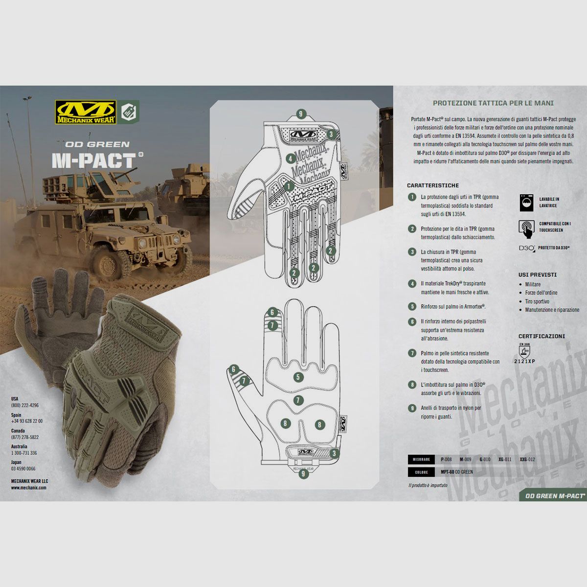 MECHANIX WEAR – M-PACT® IMPACT PROTECTION Olive Drab, immagine 3 di 3