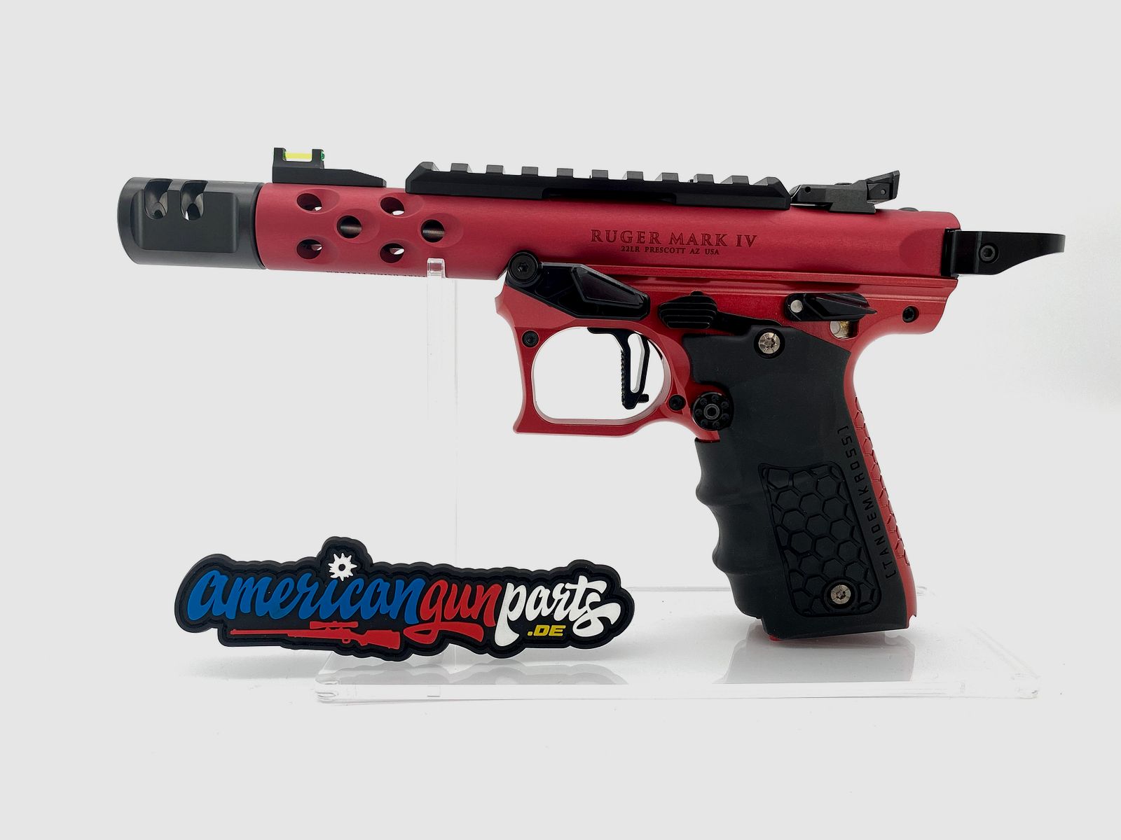 Tandemkross TANDEMIZED Ruger Mark IV 22/45 Race Gun - roter 43910 Upper, roter Lower, schwarze Bedienelemente