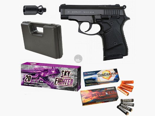 SET !!! Schreckschuss - Pistole - Zoraki 914 - 9 mm P.A.K. inkl. Koffer & 60 Schuss Effektmunition/ Feuerwerk