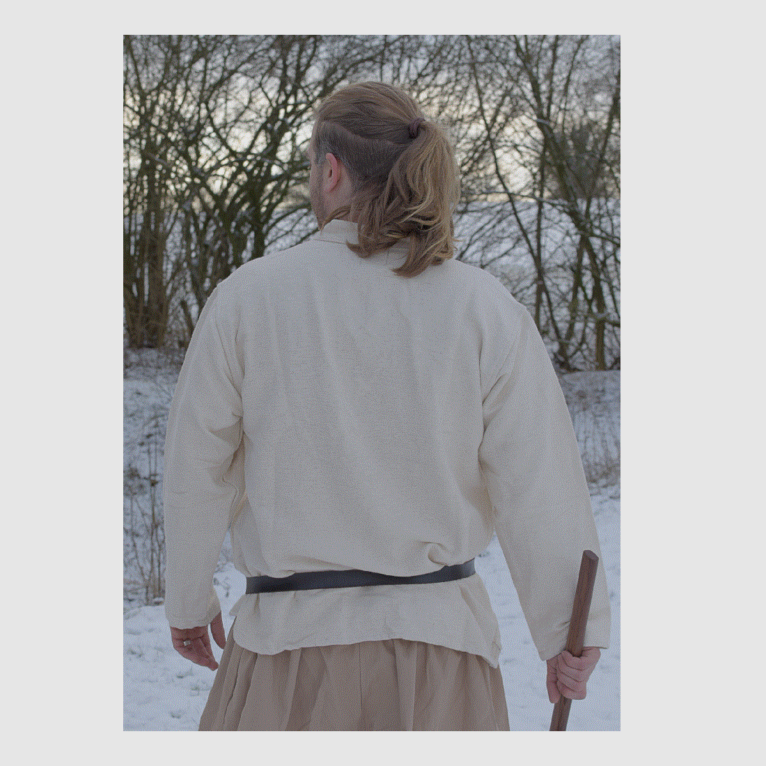 Chemise médiévale lourde, lacable, tissée à la main, naturelle