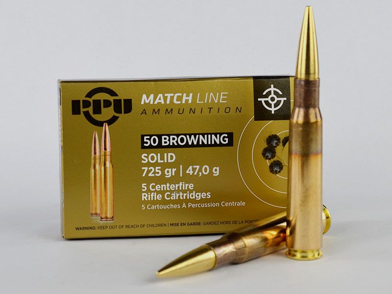 PPU .50 BMG (12,7 x 99) Match Line, 725 grs 1 Packung (5 Schuss á 9,98 €*)