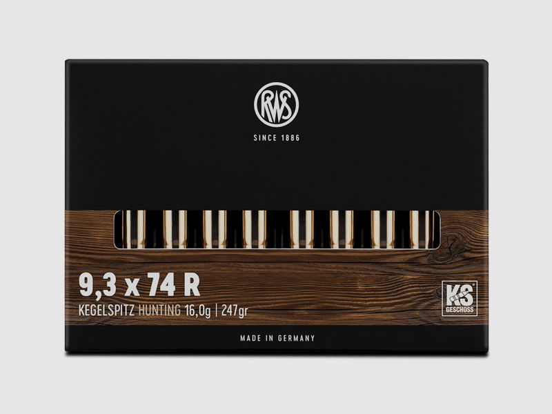 RWS 9,3x74 R KS 247 gr. - 20 pièces