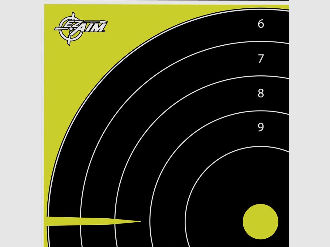 TARCZE STRZELECKIE EZ AIM SPLASH REACTIVE PAPER SHOOTING TARGET BULLSEYE BLACK / CHARTREUSE 12-PACK, zdjęcie 3 z 4
