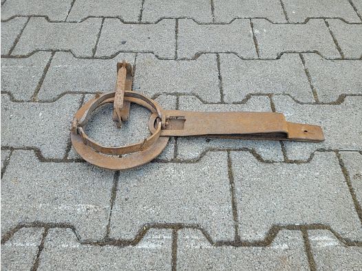 Hierro de trampa decoración aprox. 15cm de diámetro y aprox. 46cm de longitud total, pequeño hierro de trampa para coleccionistas
