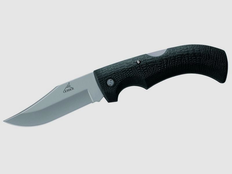 Gerber Pocket Knife Gator Fine Edge, smooth blade Kraton handle, case