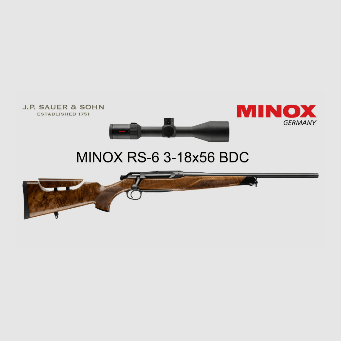 J.P. Sauer & Sohn Sauer 505 Ergo Lux Fucile a ripetizione HQ3 Pacchetto di attrezzature Elegance + VSR | 8.5x55 Blaser | MINOX RS-6 3-18x56 BDC