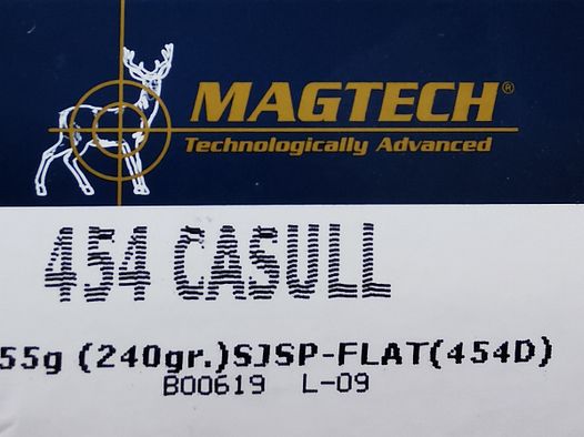 Revolverpatronen Magtech 454 Casull 15,55g. 240GR. SJSP-Flat (454D) !!!